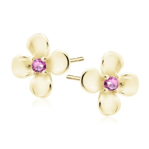 Cercei argint placati cu aur galben floare cu piatra roz DiAmanti Z2146EG_RO-DIA (Argint 925‰ 0,8 g.)